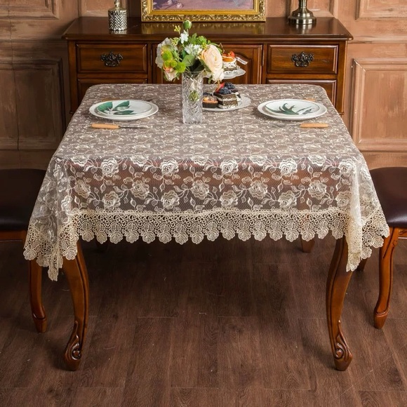 51" x 70"Vintage Lace Tablecloth Embroidered cover for Wedding Banquet Holiday - Picture 3 of 9